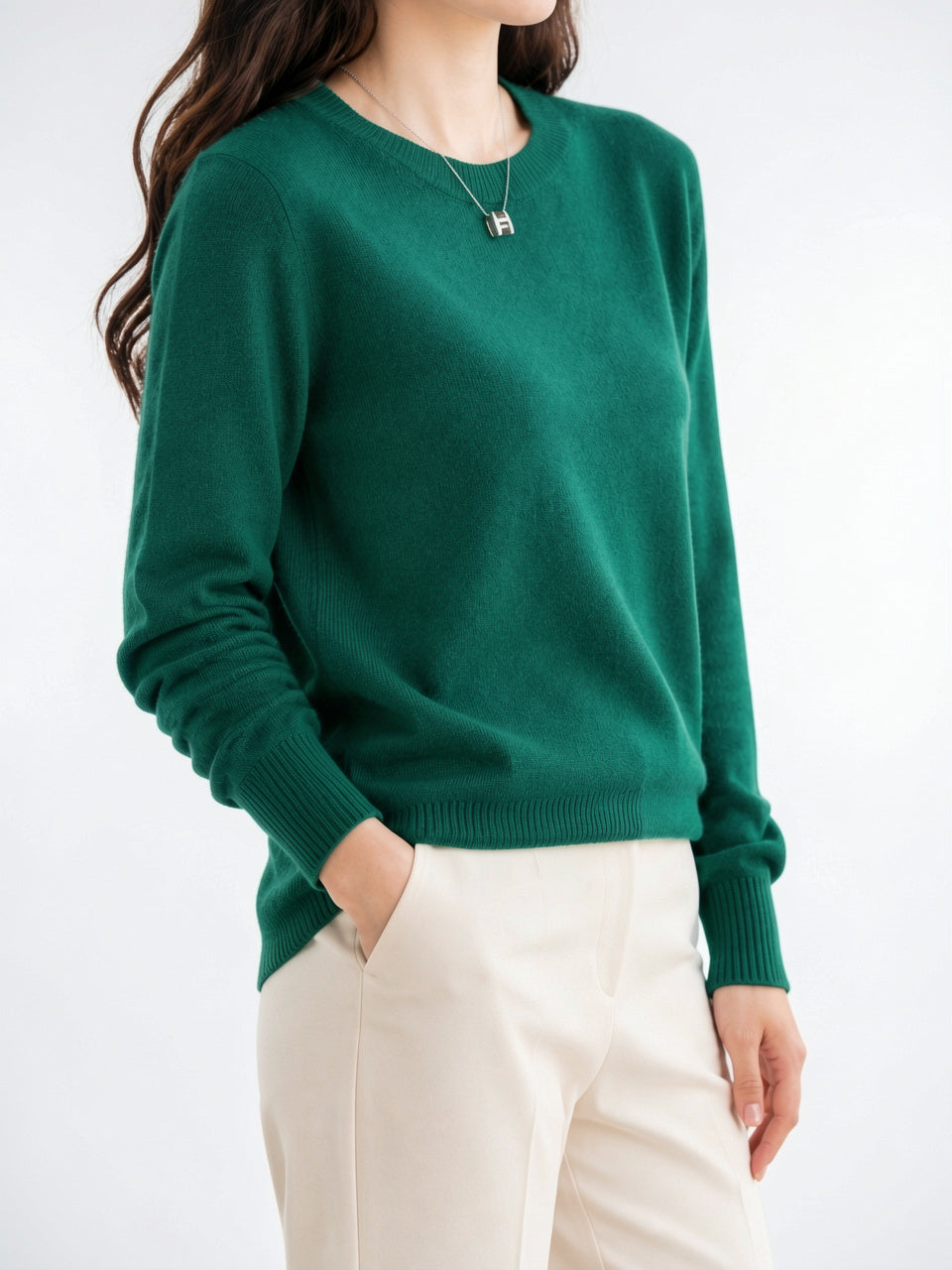 Pull Cachemire Femme Col Rond Maille Manches Longues - 2
