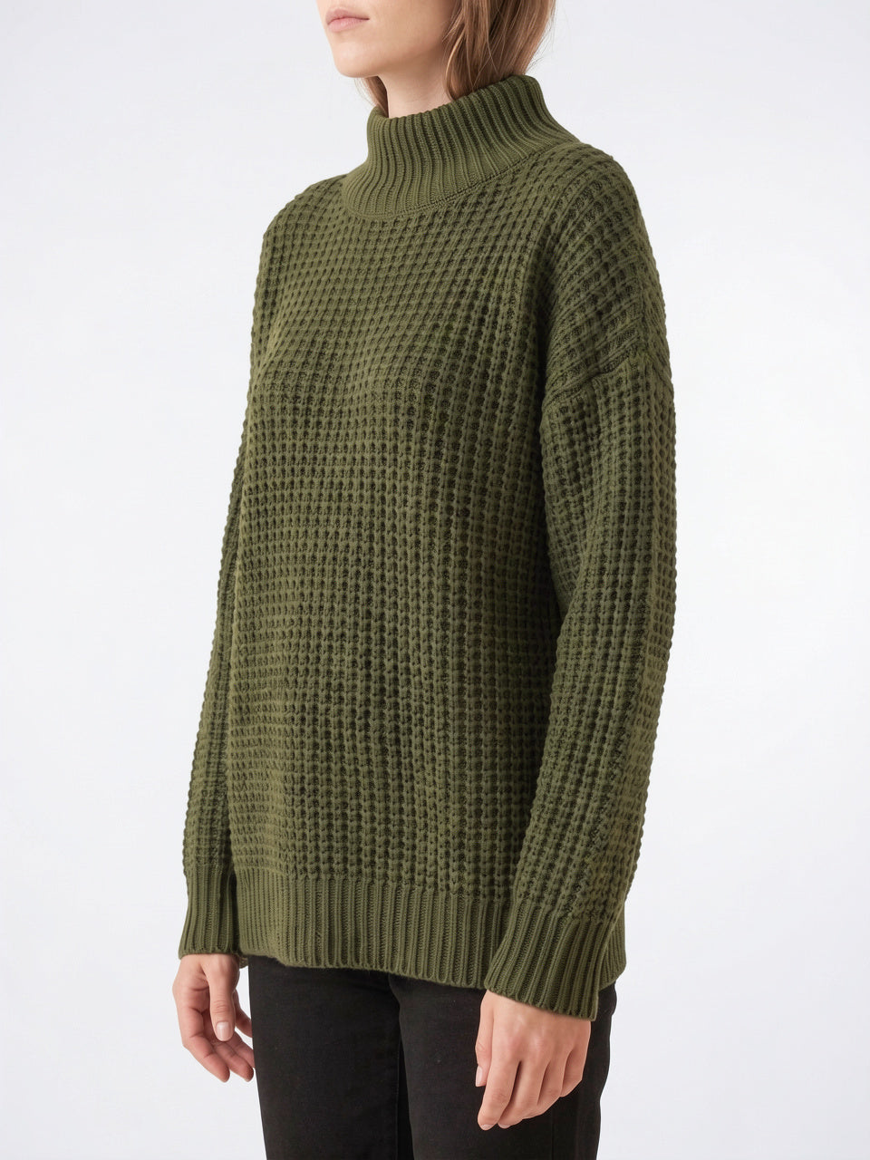 Pull Col Roulé Femme Oversize Épaule Tombée Tricot - 11