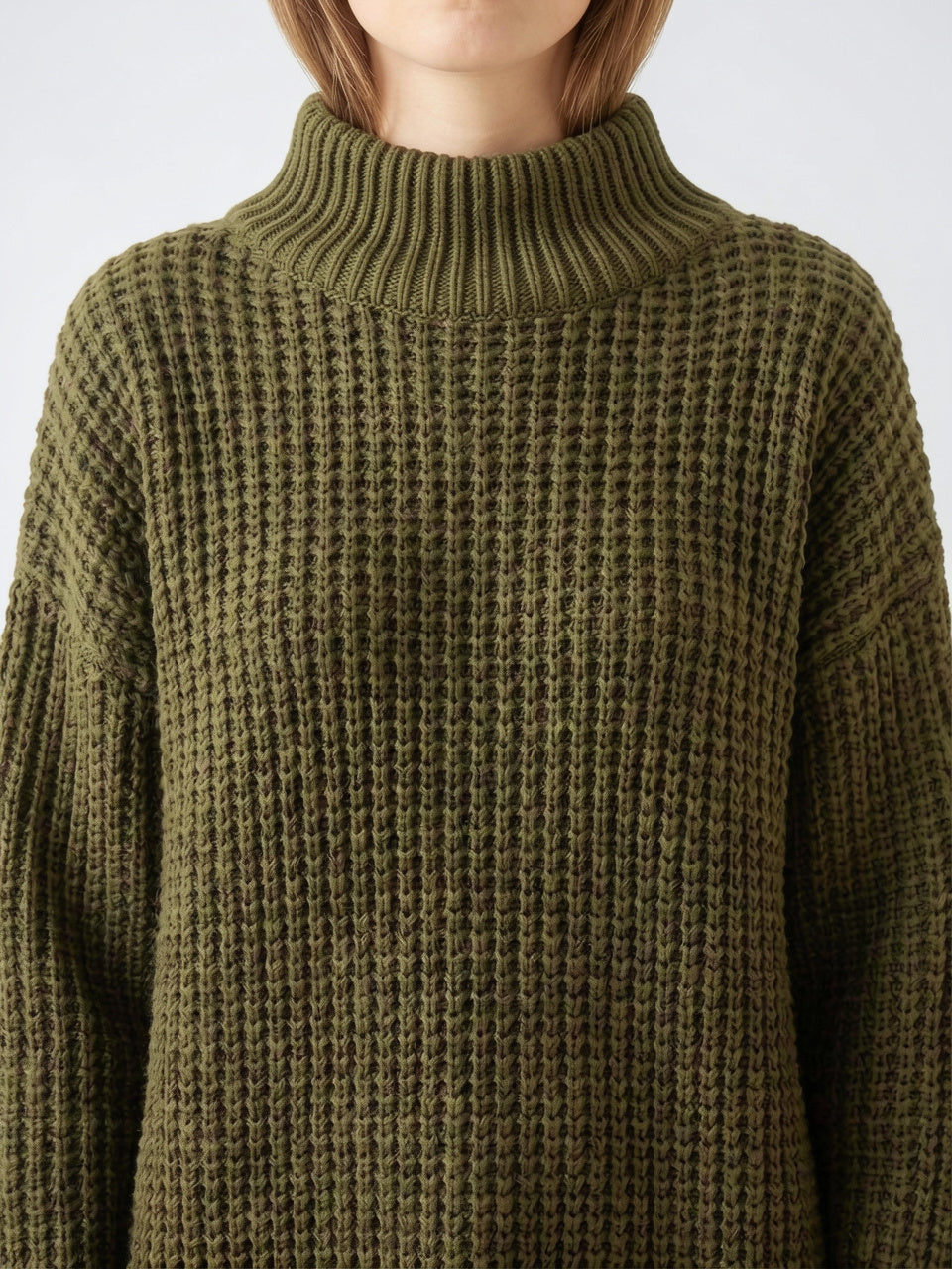 Pull Col Roulé Femme Oversize Épaule Tombée Tricot - 12
