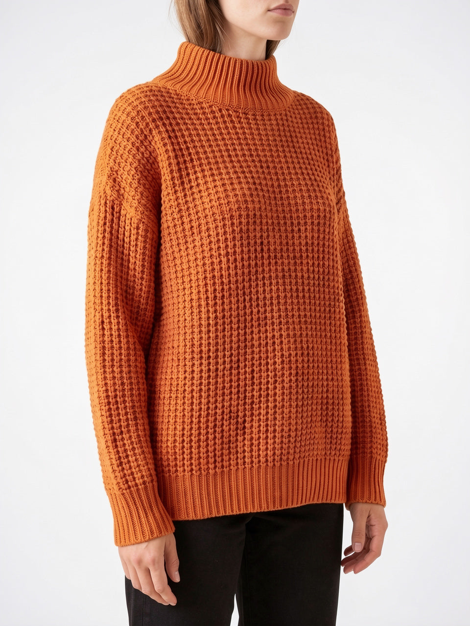 Pull Col Roulé Femme Oversize Épaule Tombée Tricot - 17