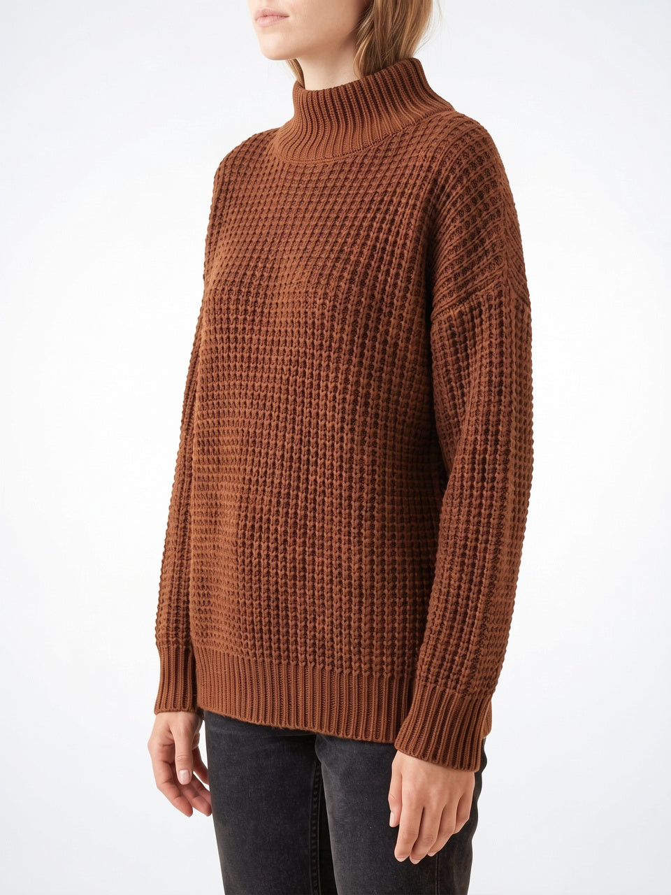 Pull Col Roulé Femme Oversize Épaule Tombée Tricot - 8