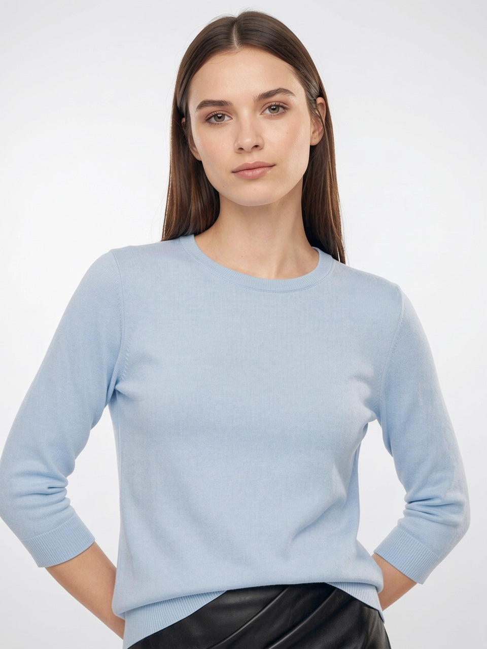 Pull Côtelée Femme Manches 3/4 Léger Haut Décontracté - 5