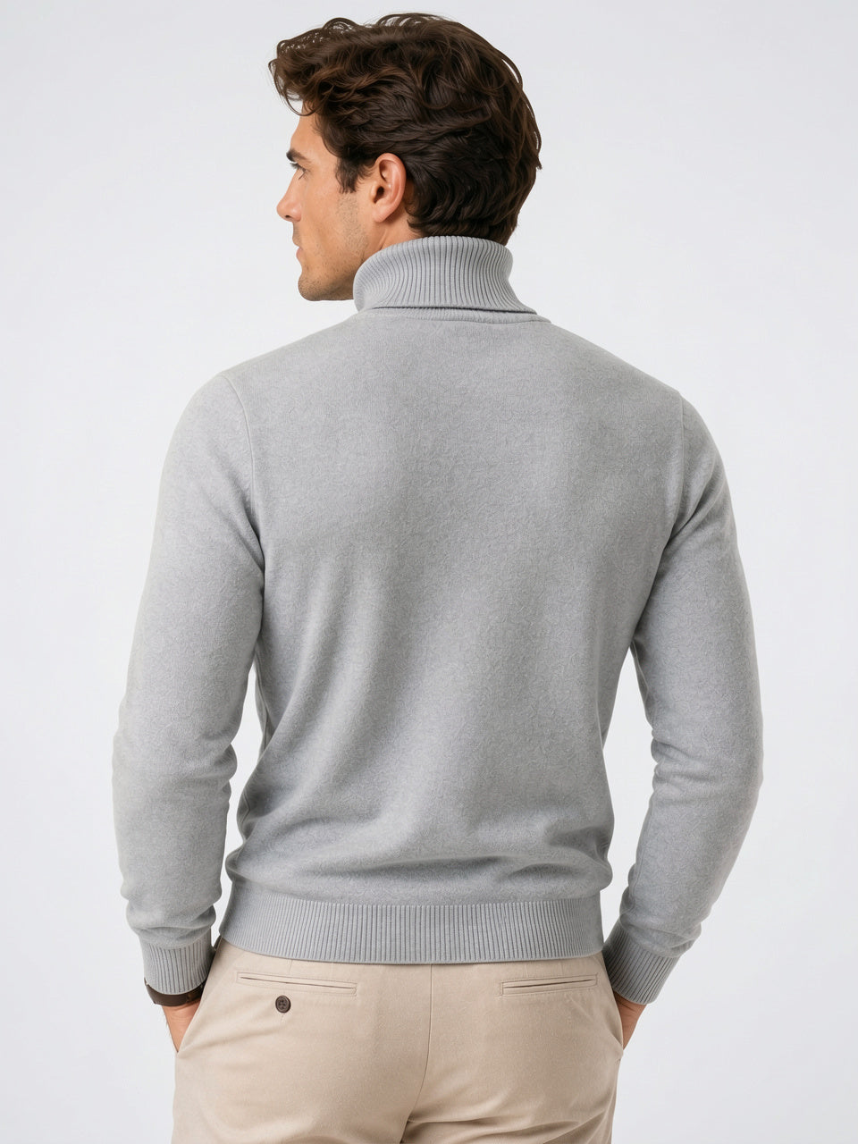Pull Décontracté Homme Col Montant Maille Hiver Laine - 4