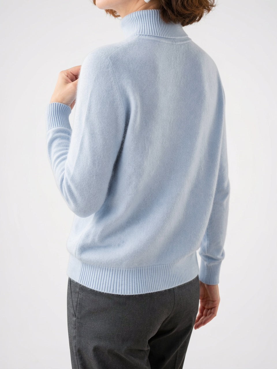 Pull Femme Vison Col Montant Cachemire Manches Longues - 2