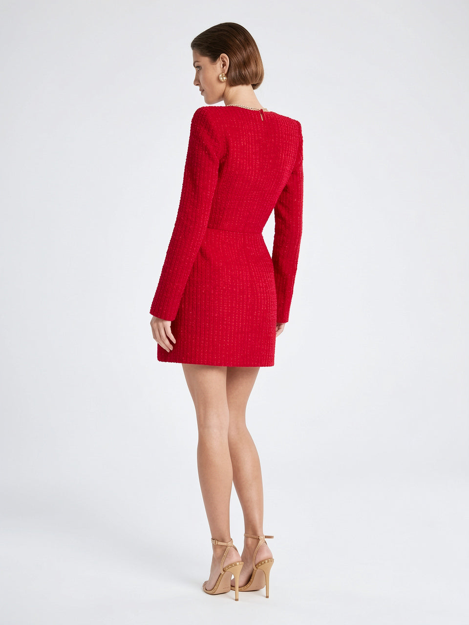 Robe Blazer Mini Tweed Perles Soirée Ajustée - 16