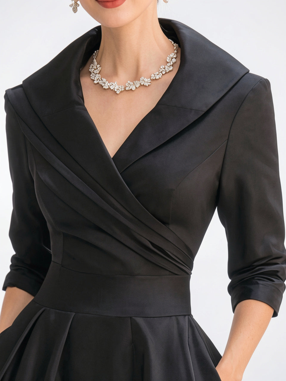 Robe Cocktail Vintage Trapèze Croisée Plissée Midi - 2