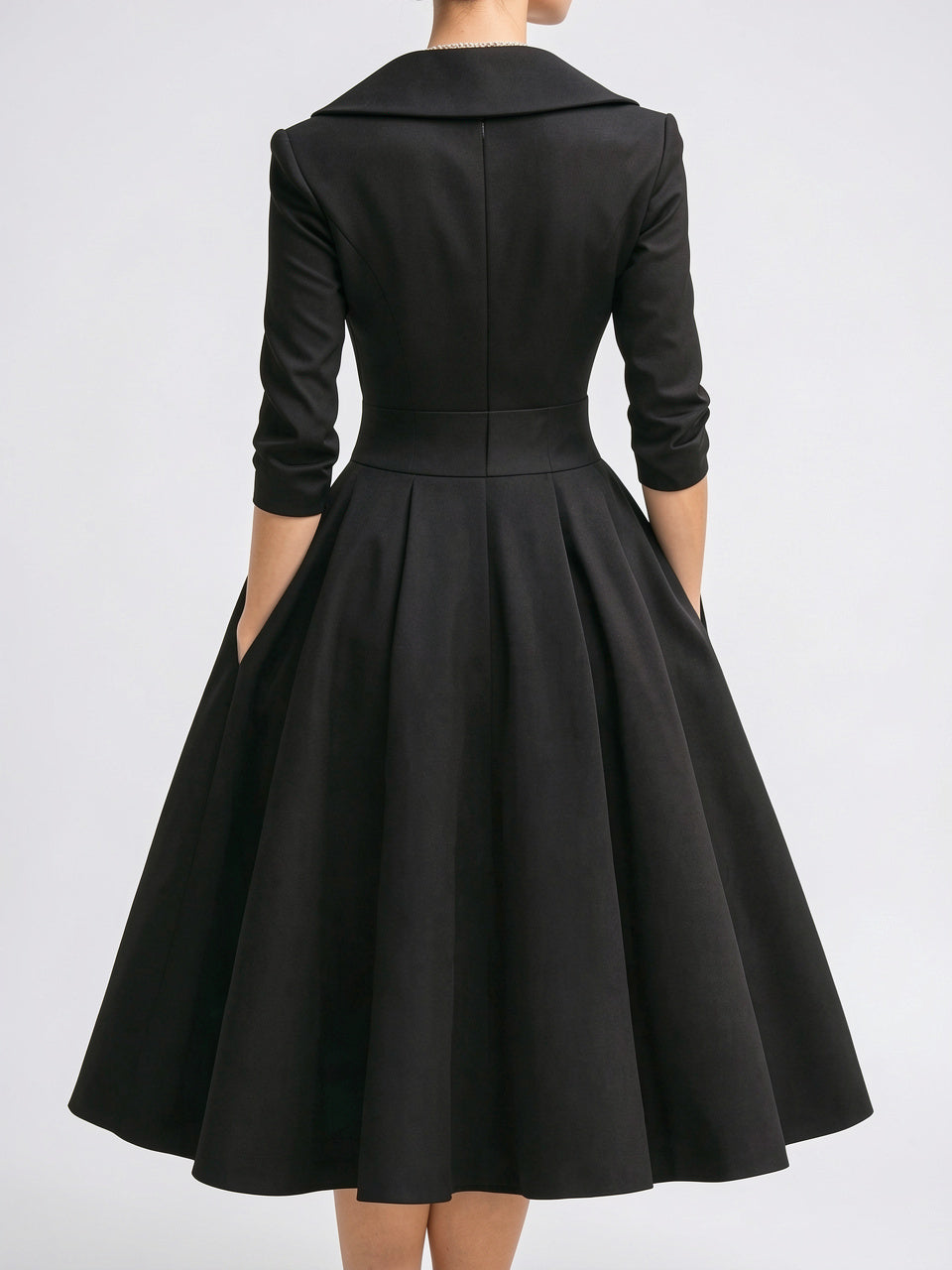Robe Cocktail Vintage Trapèze Croisée Plissée Midi - 4