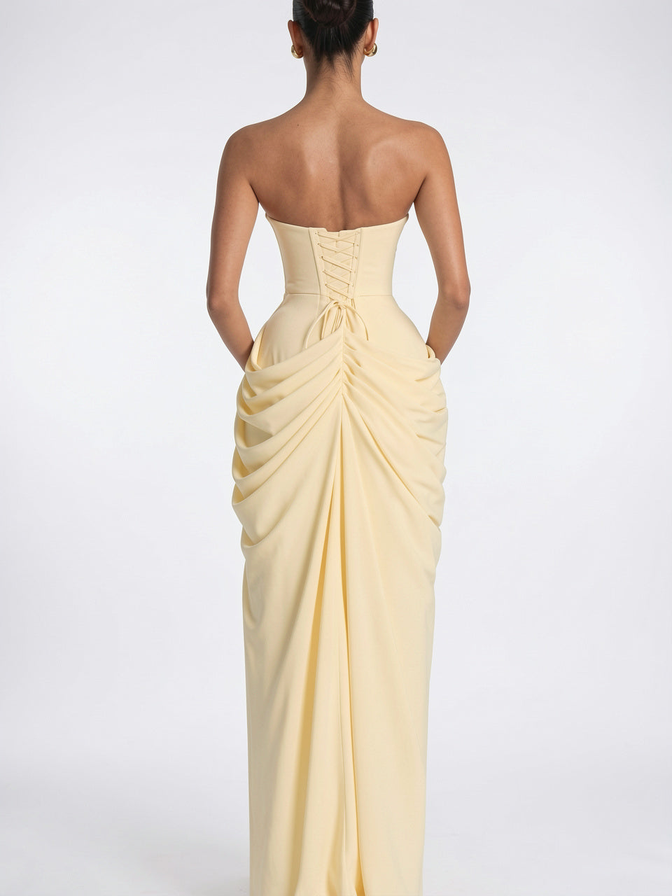 Robe Corset Sans Bretelles Soirée Drapée Fente Formelle - 2