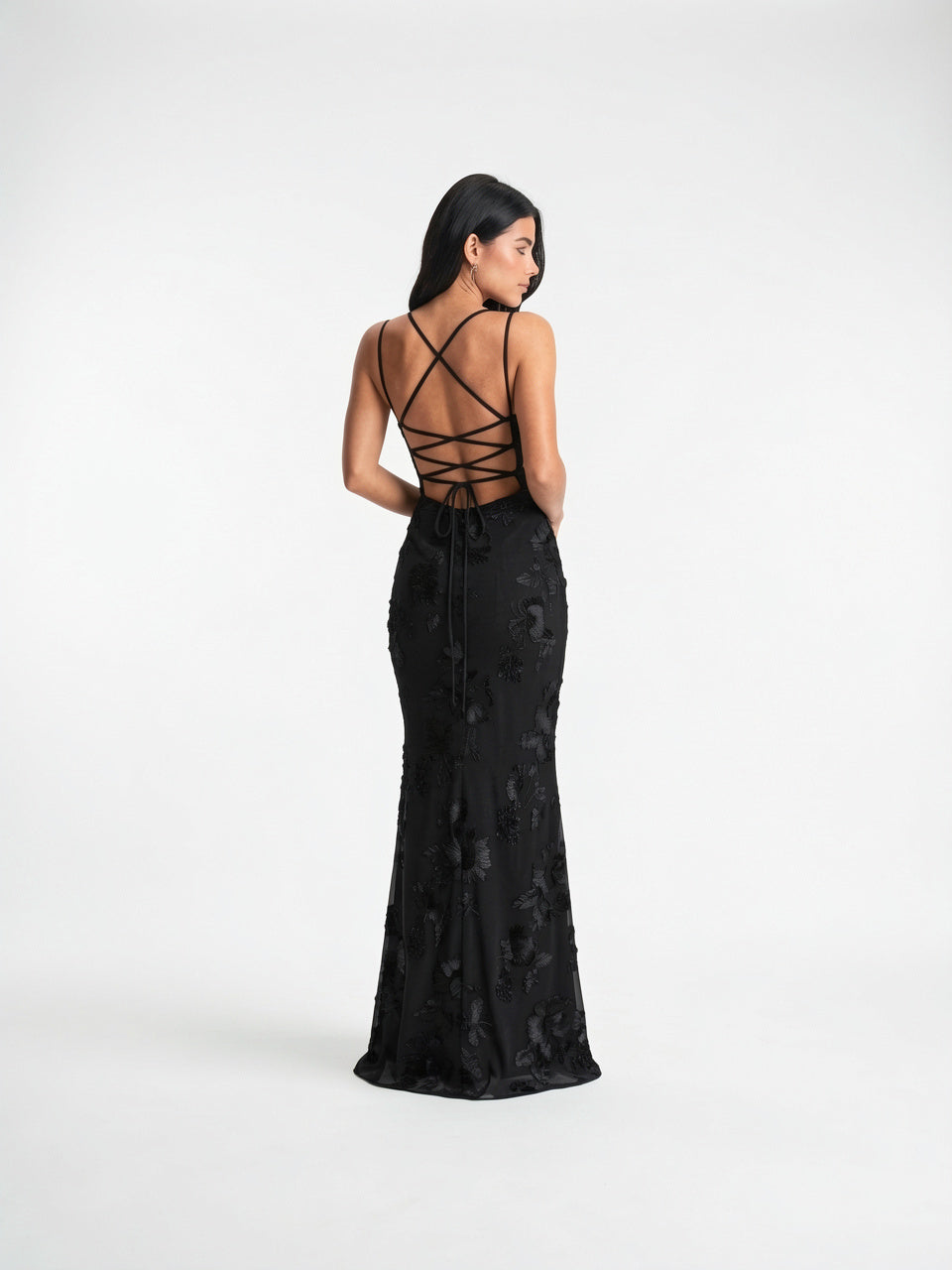 Robe de Soirée Dentelle Maxi Dos Nu Cérémonie - 2