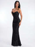 Robe de Soirée Dentelle Maxi Dos Nu Cérémonie - Noir EU 36 / US 4 / UK 8
