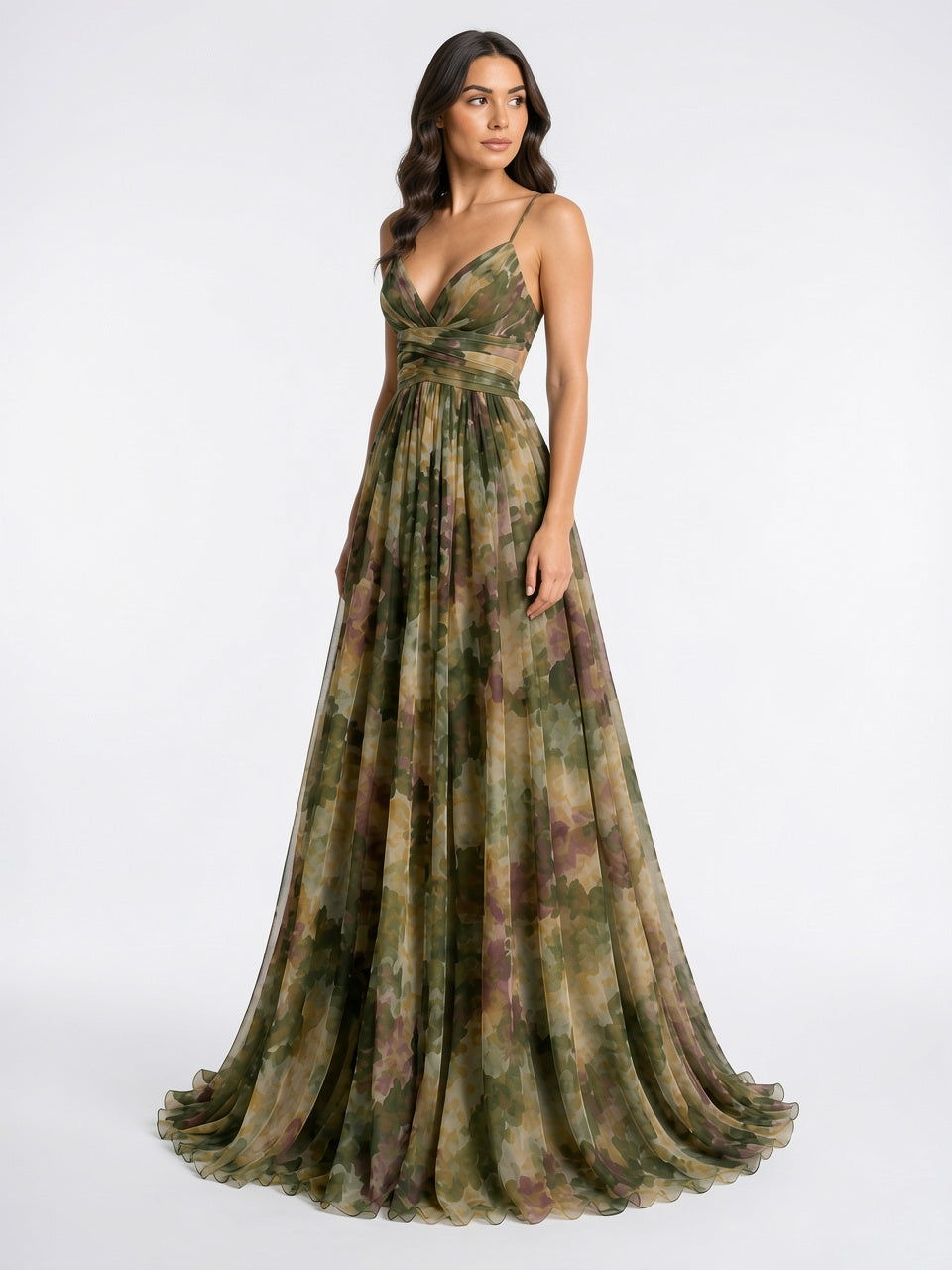 Robe Longue Fleurie Bretelles Réglables Taille Haute Femme - 2