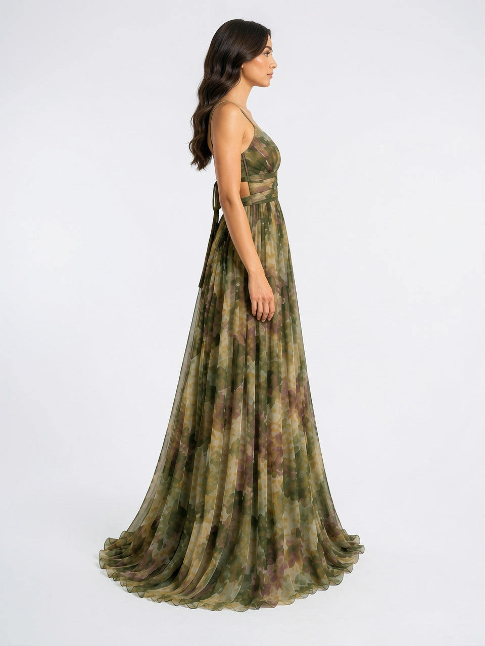 Robe Longue Fleurie Bretelles Réglables Taille Haute Femme - 3