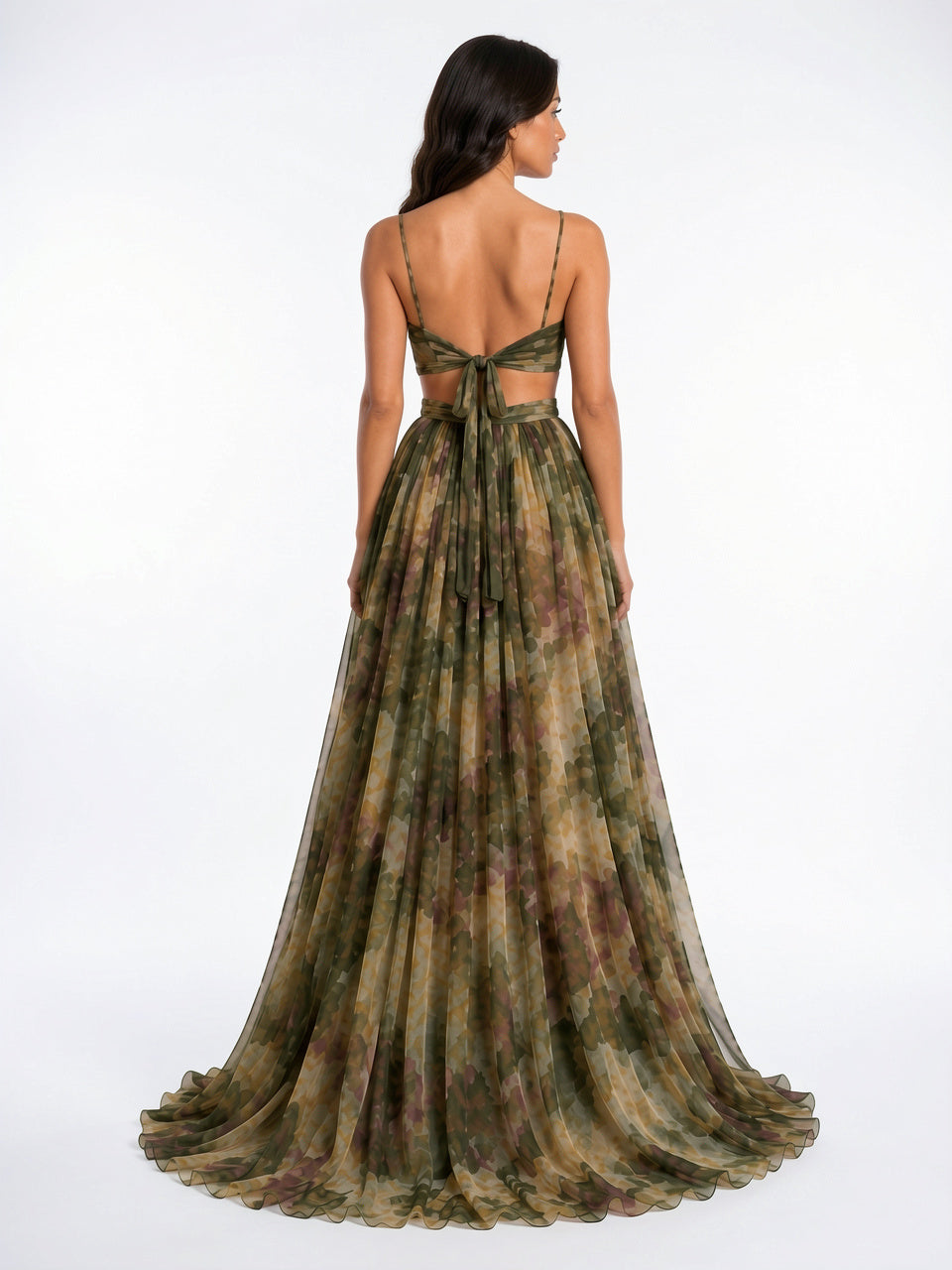 Robe Longue Fleurie Bretelles Réglables Taille Haute Femme - 4