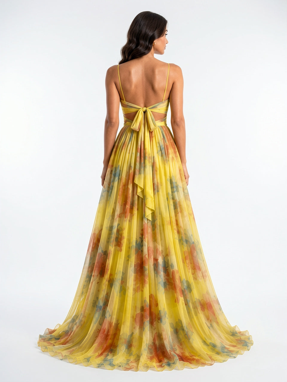 Robe Longue Fleurie Bretelles Réglables Taille Haute Femme - 9