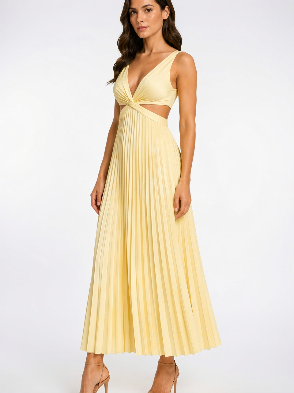 Robe Longue Plissée Fluide à Coupe Soirée Femme - 2