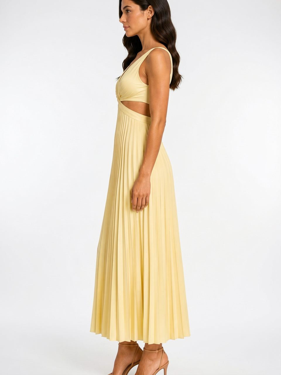 Robe Longue Plissée Fluide à Coupe Soirée Femme - 3