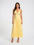 Robe Longue Plissée Fluide à Coupe Soirée Femme - Jaune EU 36 / US 4 / UK 8