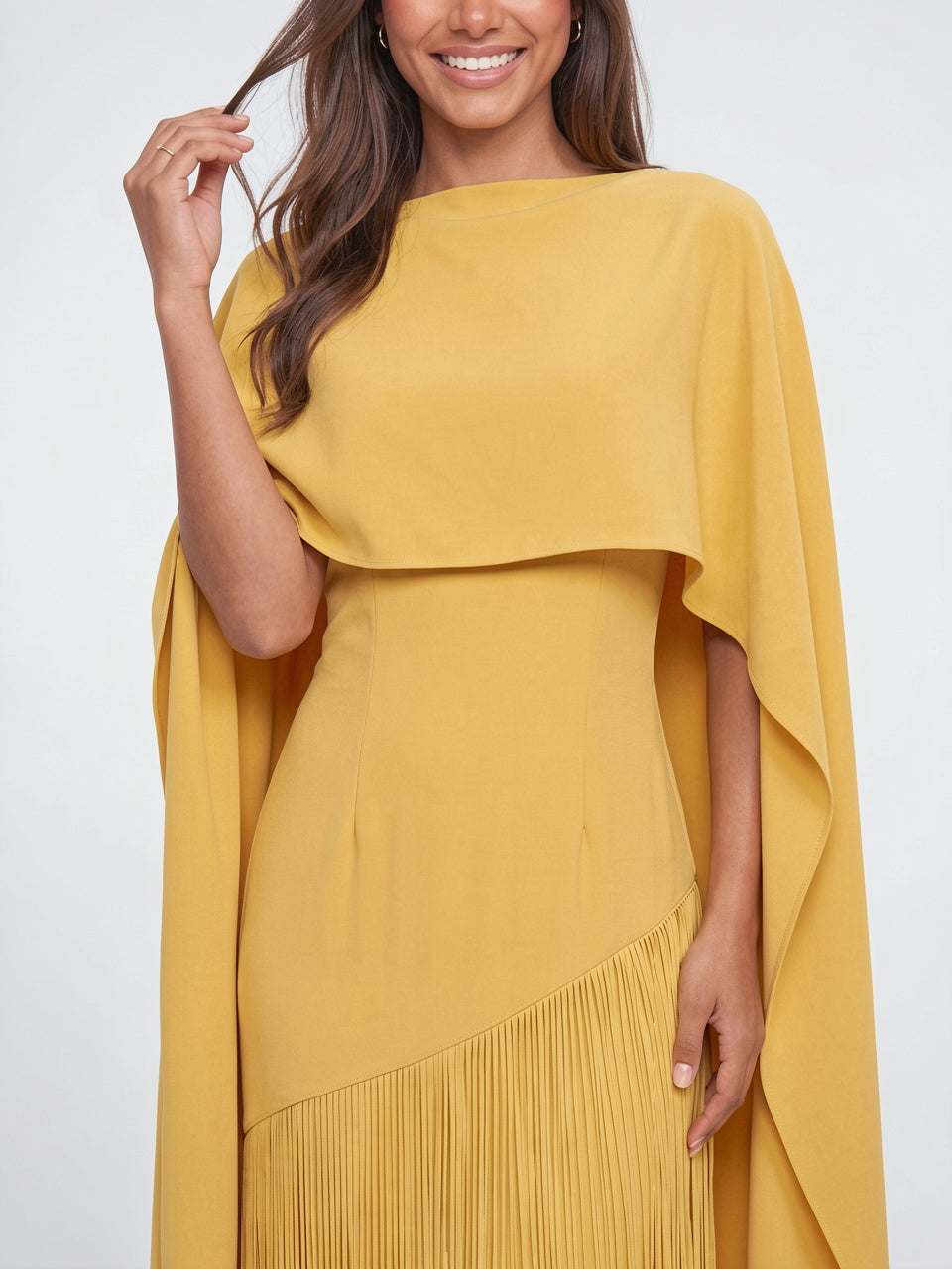 Robe Maxi Cape Frange Invitée Mariage Soirée Femme - 4