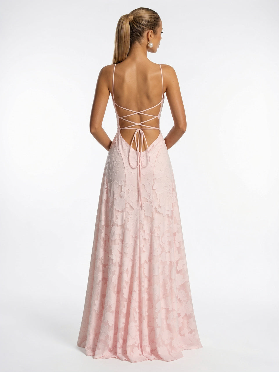 Robe Maxi Fleurie Formelle à Bretelles Fines Soirée - 2