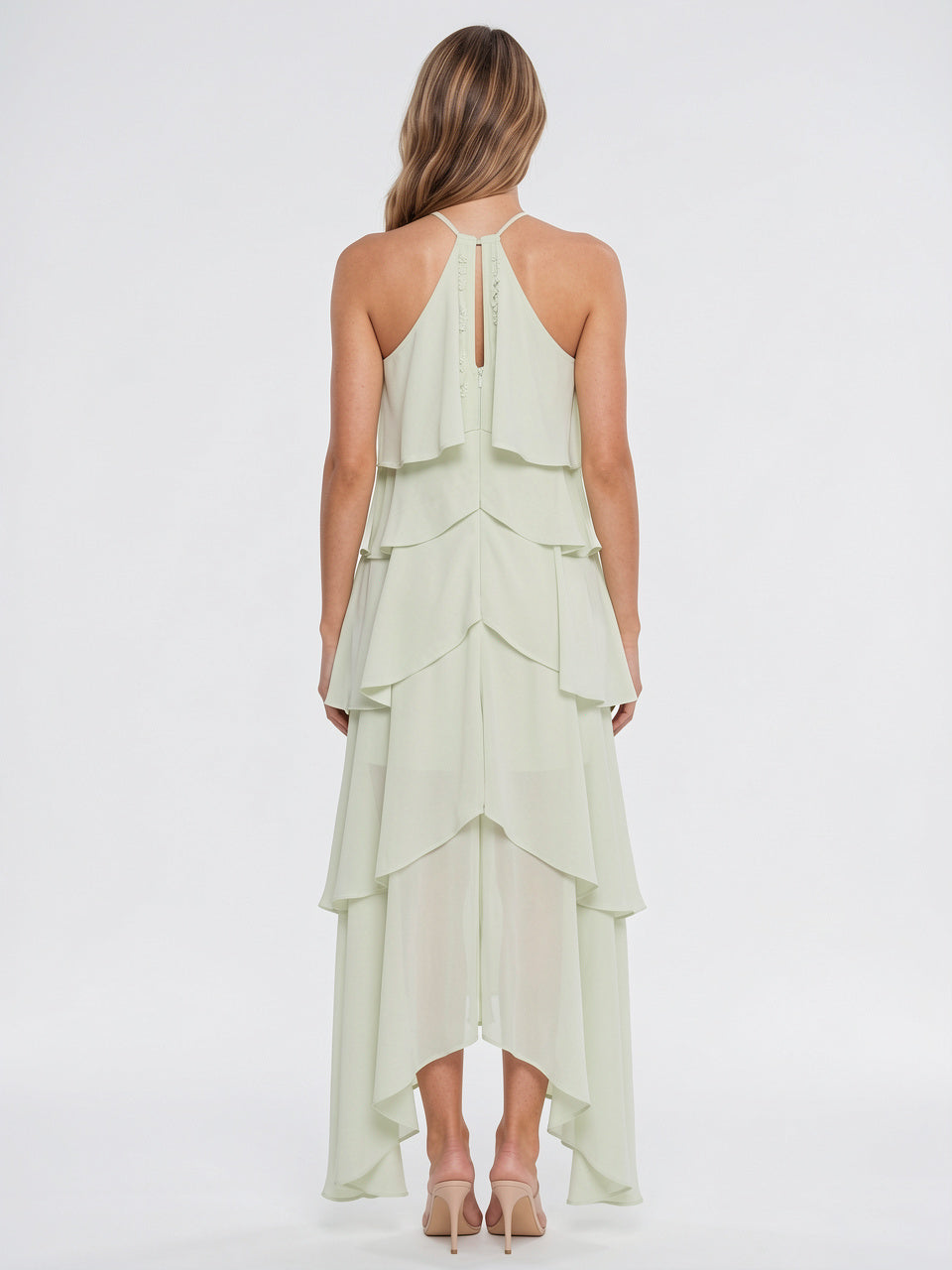 Robe Maxi Volants Col Halter Mousseline Soir Été - 10