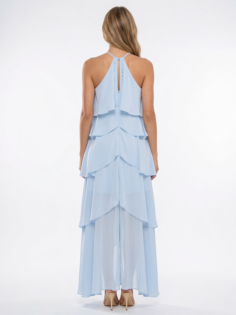 Robe Maxi Volants Col Halter Mousseline Soir Été - 3