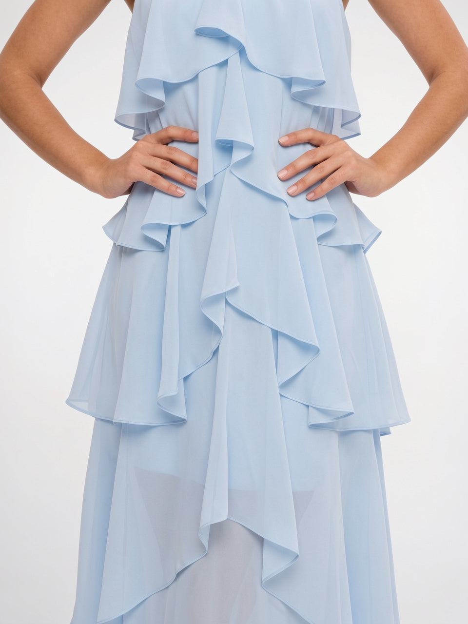 Robe Maxi Volants Col Halter Mousseline Soir Été - 4