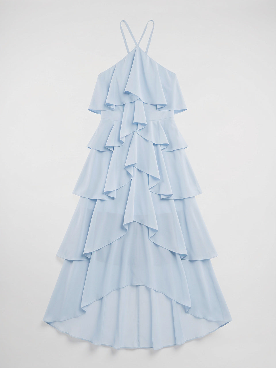 Robe Maxi Volants Col Halter Mousseline Soir Été - 7