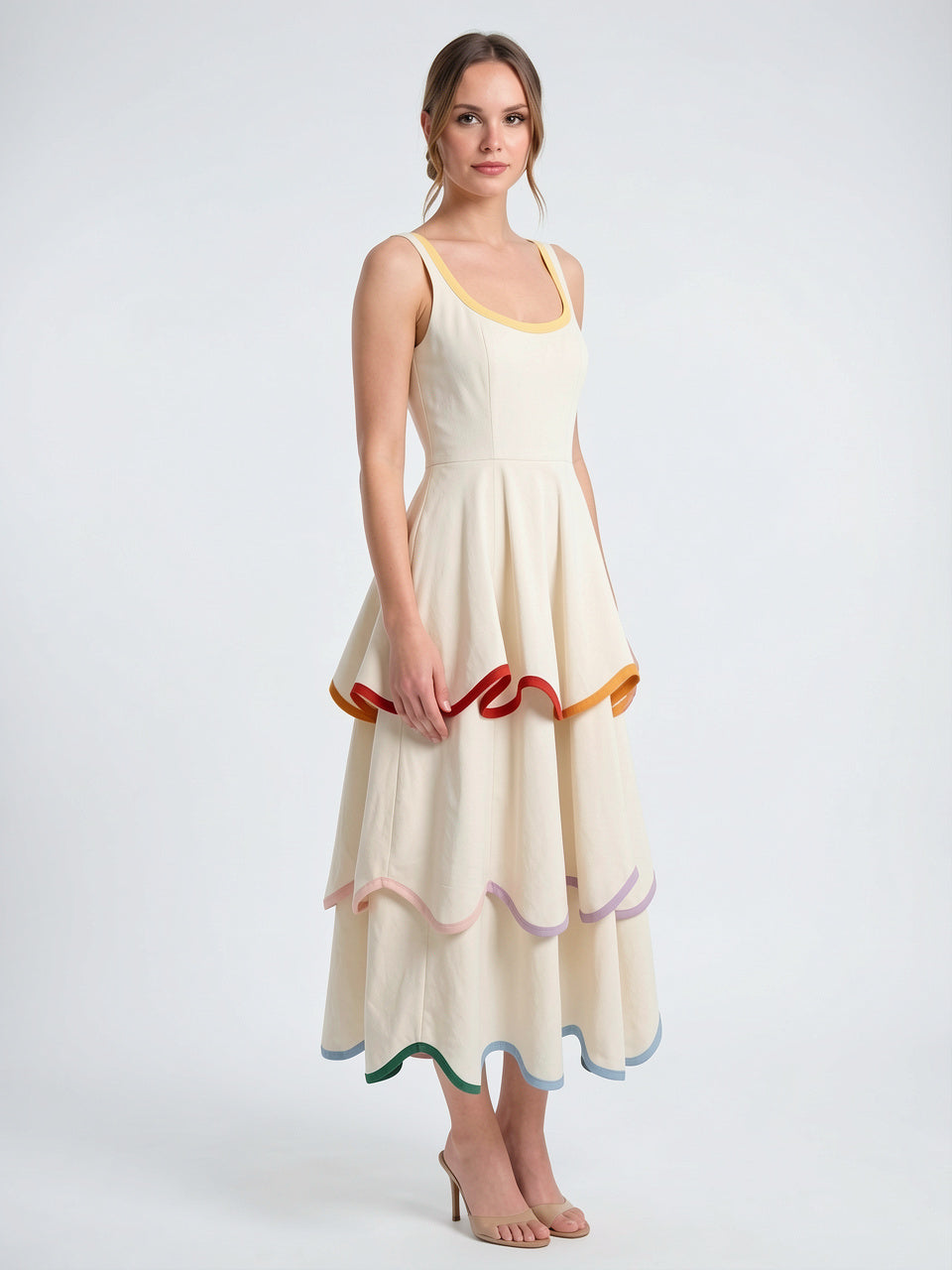 Robe Midi Lin Sans Manches Décolleté Invitée Mariage - 2