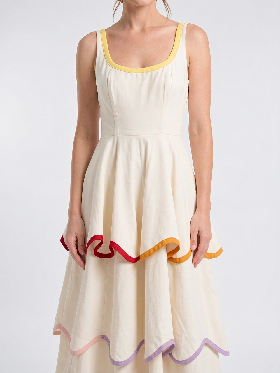 Robe Midi Lin Sans Manches Décolleté Invitée Mariage - 3