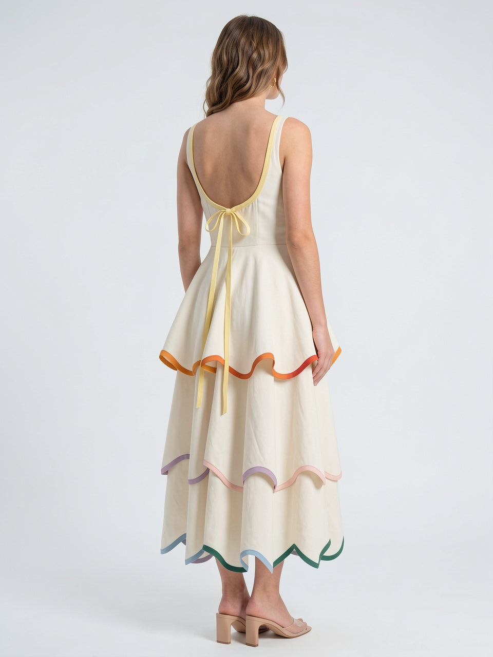 Robe Midi Lin Sans Manches Décolleté Invitée Mariage - 4