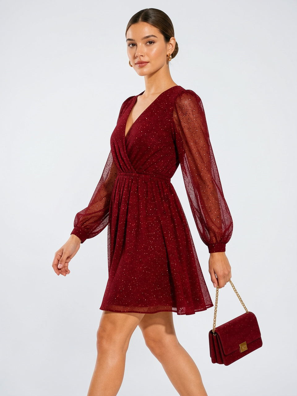 Robe Mini Paillettes Élégante Mariage Fête Soirée Femme - 2