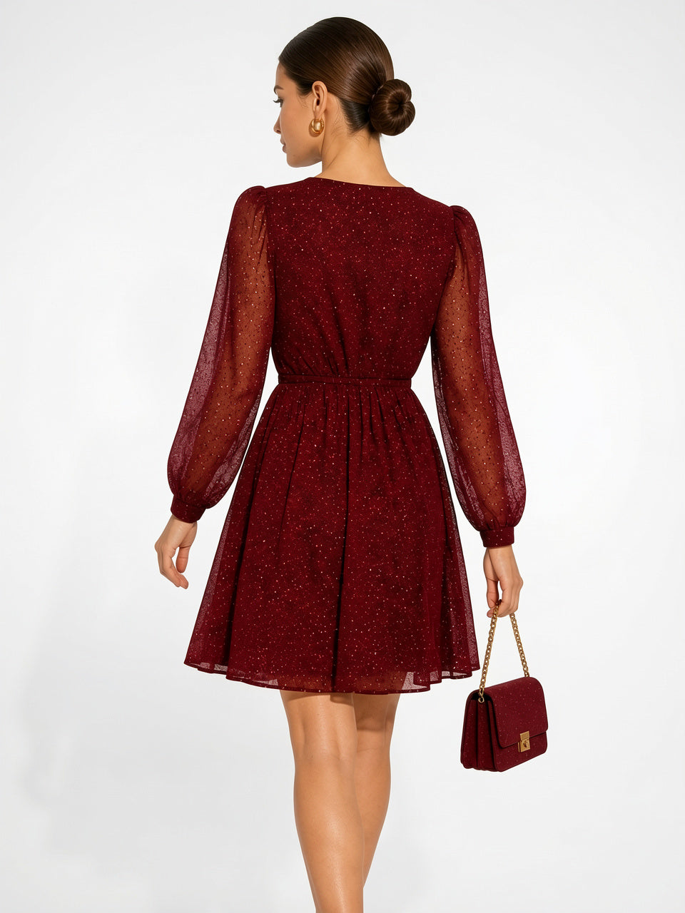 Robe Mini Paillettes Élégante Mariage Fête Soirée Femme - 4