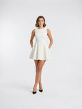 Robe Mini Sans Manches Femme Trapèze Légère Été - Blanc EU 34 / US 2 / UK 6