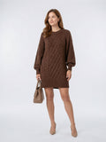 Robe Pull Femme Oversize Col Rond Torsadé Mini - 1