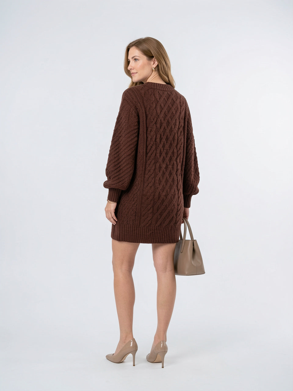 Robe Pull Femme Oversize Col Rond Torsadé Mini - 5