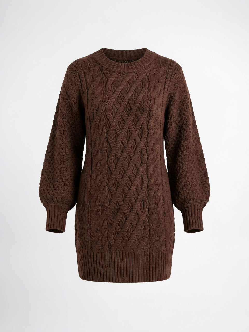 Robe Pull Femme Oversize Col Rond Torsadé Mini - 6