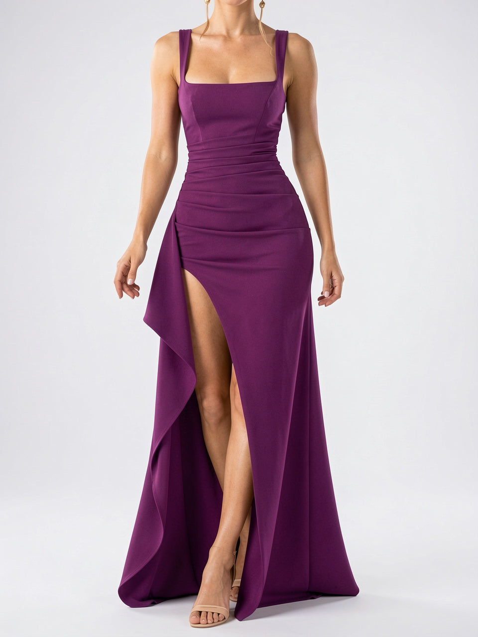 Robe Ruchée Maxi Fente Soirée - Violet EU 32 / US 0 / UK 4