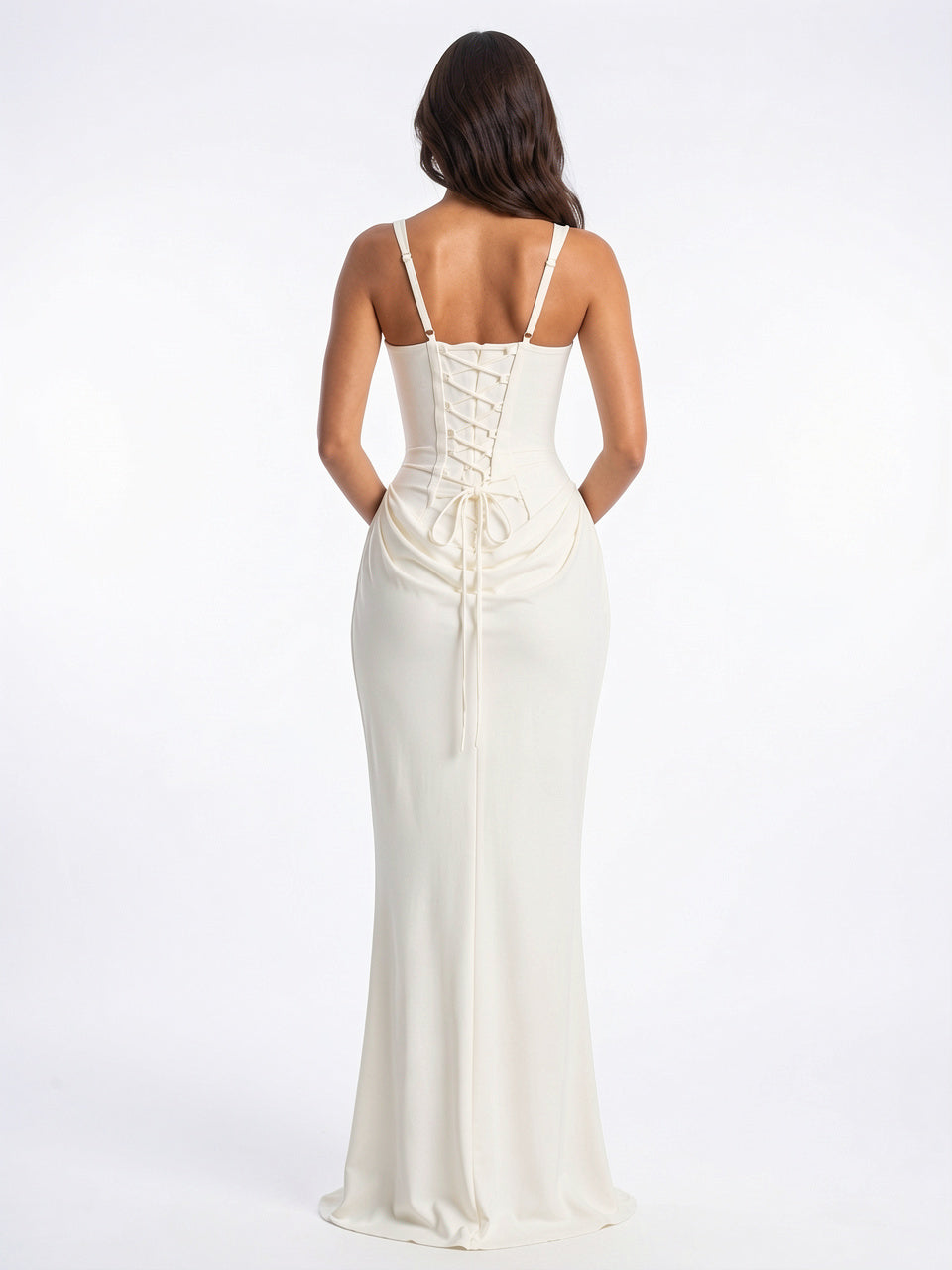 Robe Soirée Corset Maxi Ruchée Sans Bretelles Mariage - 5