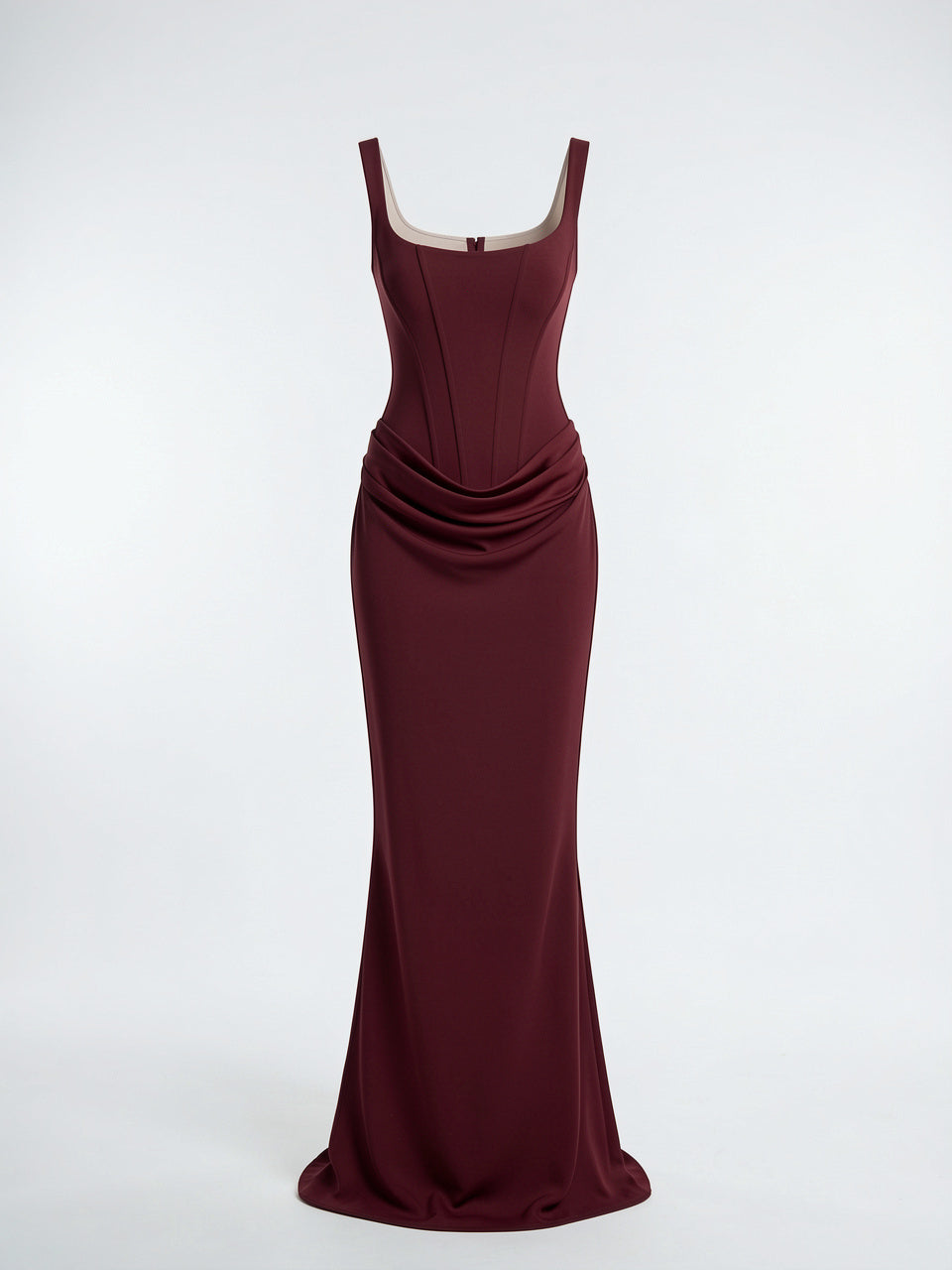 Robe Soirée Femme Longue Corset Drapée à Bretelles Fines - 5