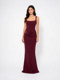 Robe Soirée Femme Longue Corset Drapée à Bretelles Fines - Rouge EU 34 / US 2 / UK 6