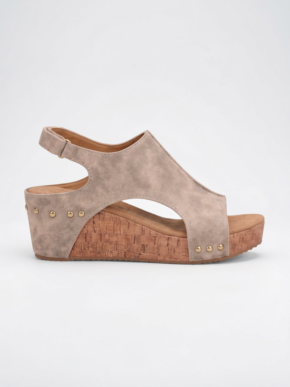 Sandales Compensées Femme Plateforme Rembourrée Bout Ouvert Liège - Beige EU 36 / US 5 / UK 3.5