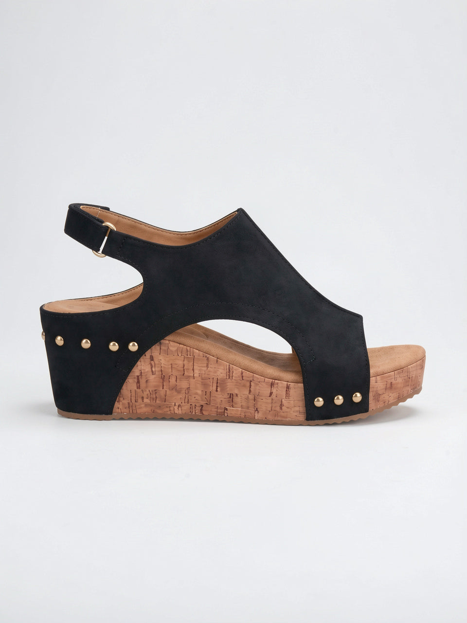 Sandales Compensées Femme Plateforme Rembourrée Bout Ouvert Liège - Noir EU 36 / US 5 / UK 3.5