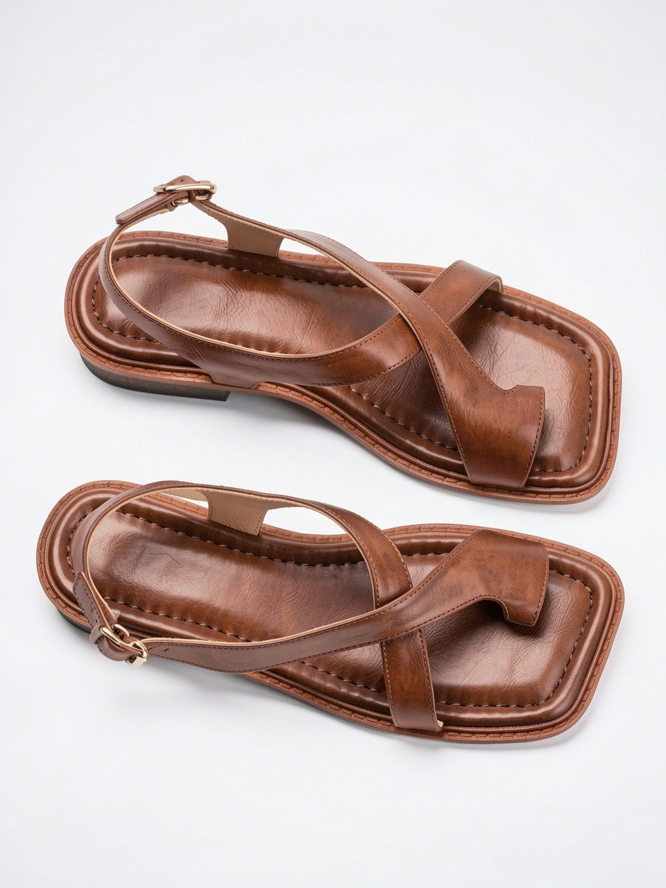 Sandales Croisées Cuir Italien Femme Brides Talon - 10