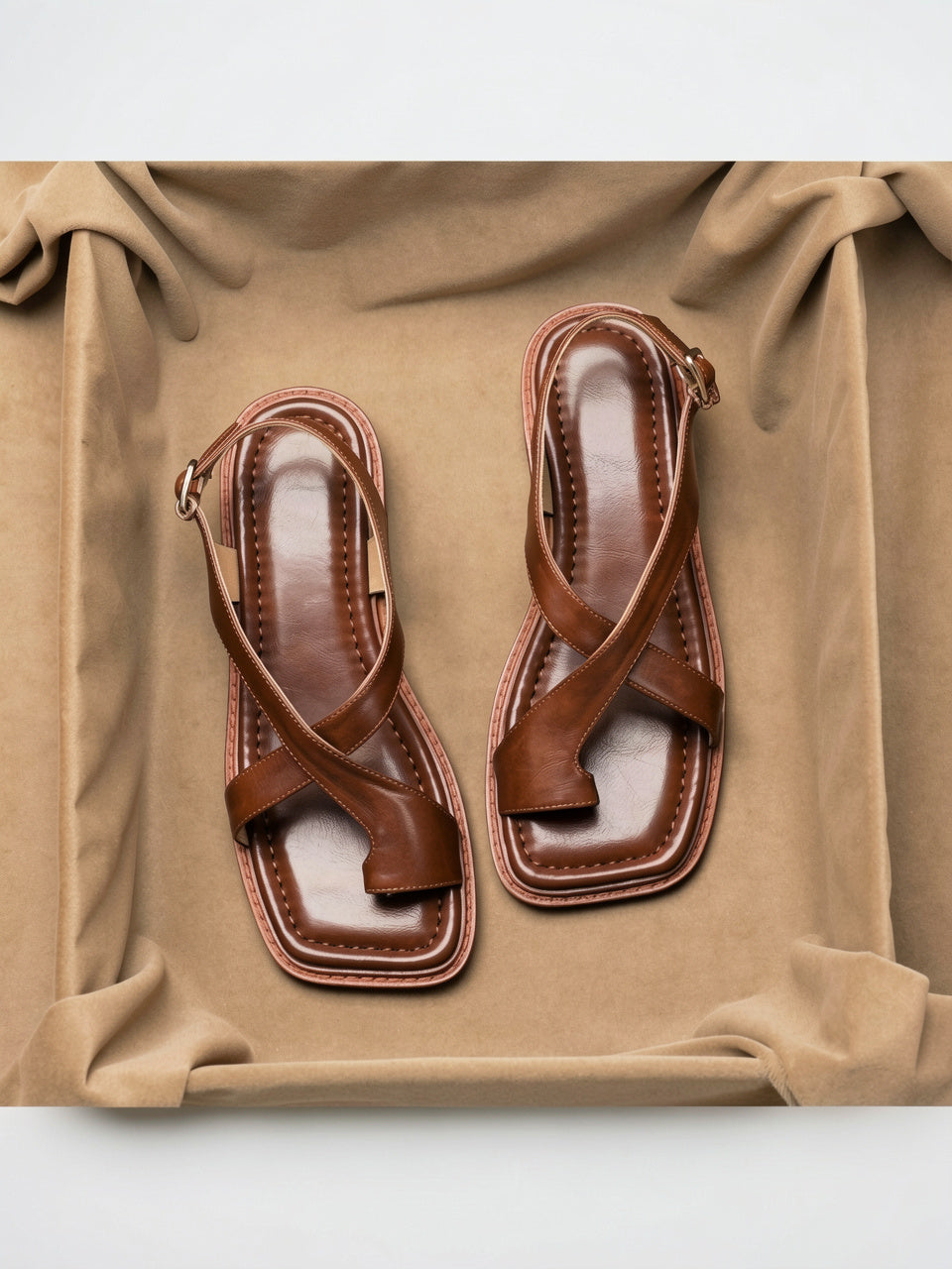 Sandales Croisées Cuir Italien Femme Brides Talon - 11