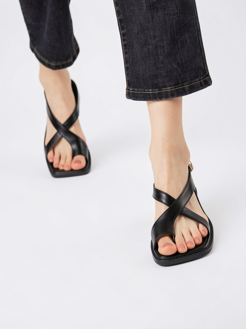Sandales Croisées Cuir Italien Femme Brides Talon - 20