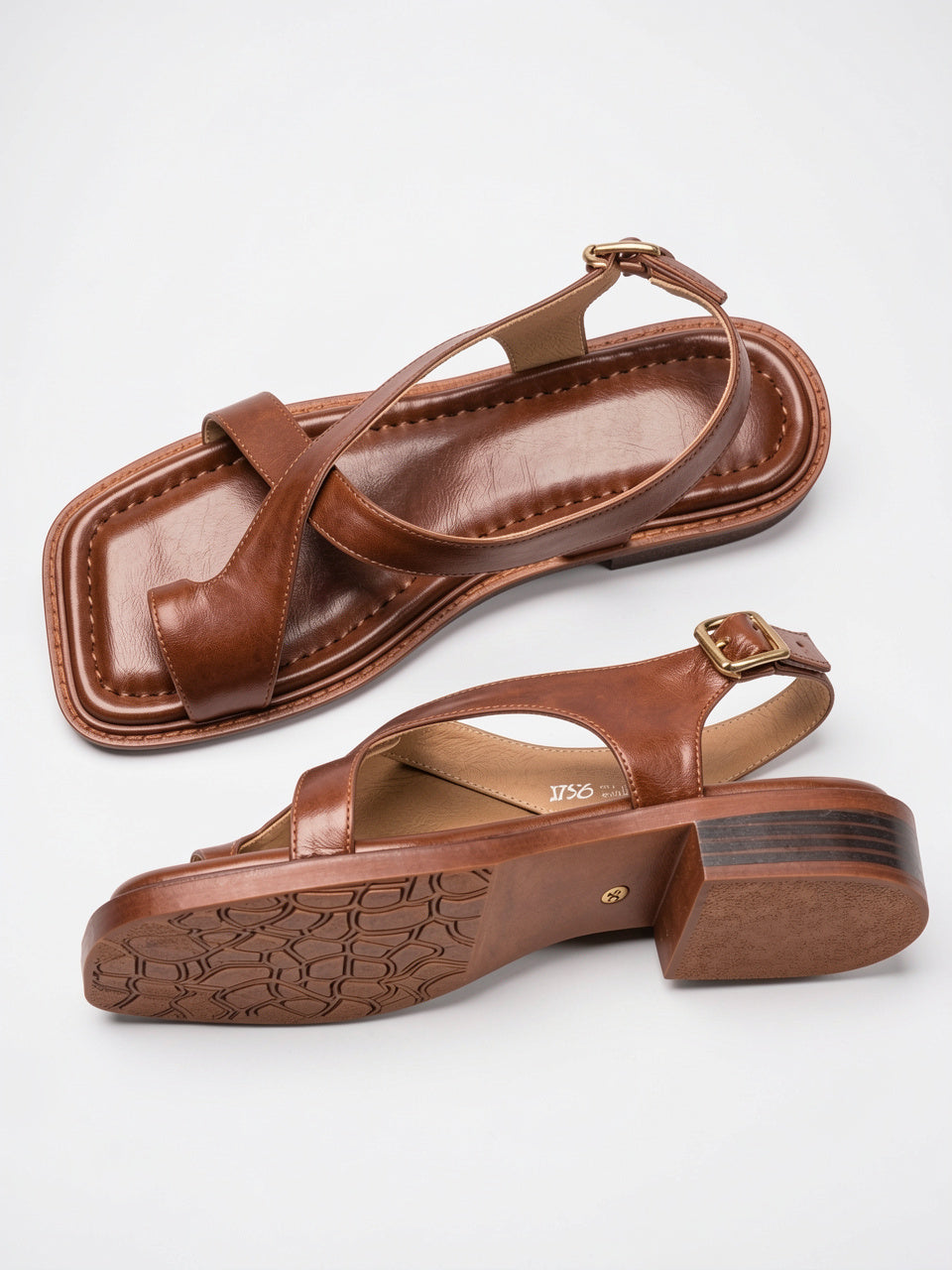 Sandales Croisées Cuir Italien Femme Brides Talon - 8