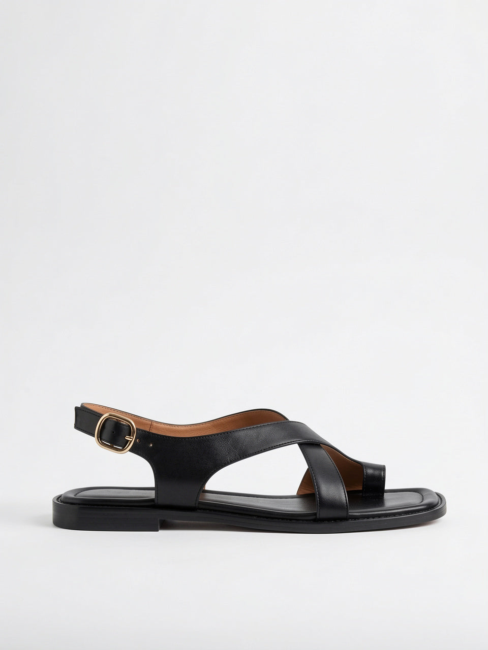 Sandales Croisées Cuir Italien Femme Brides Talon - Noir EU 36 / US 5 / UK 3.5