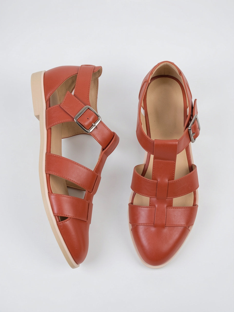 Sandales Gladiateur Mary Jane Cuir Bride Femme Plates - 7