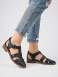 Sandales Gladiateur Mary Jane Cuir Bride Femme Plates - Noir EU 35 / US 4 / UK 2.5