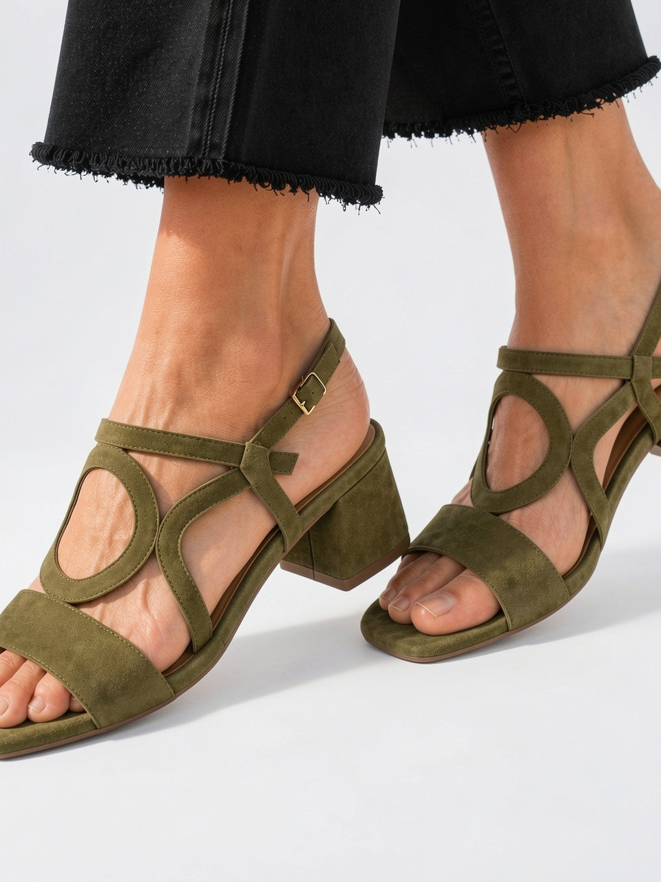 Sandales Orthopédiques Brides Talon Bloc - Olive EU 35 / US 4 / UK 2.5